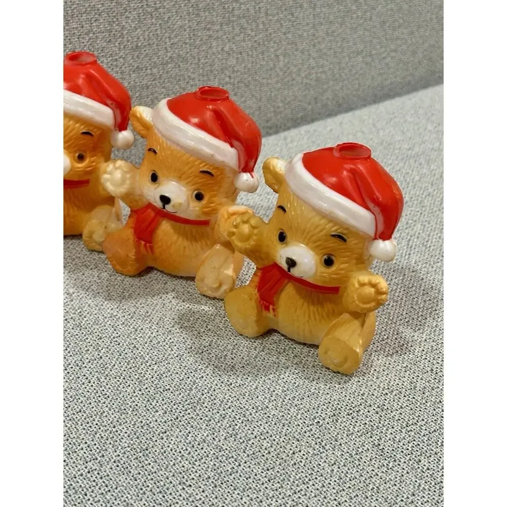 Lot Of 10 Vintage Christmas Teddy Bear Blow Mold Replacement Light Covers 3